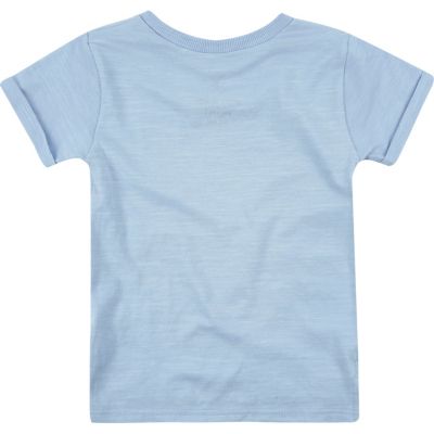 Mini boys blue marl print t-shirt